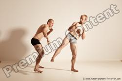 Underwear Martial art Man - Man White Moving poses Slim Short Blond Dynamic poses Academic